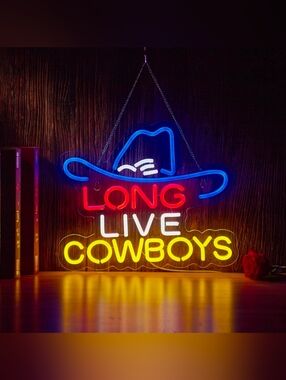 Long Live Cowboy Neon Sign for Wall Décor LED Cowboy Neon Sign Decor Light.